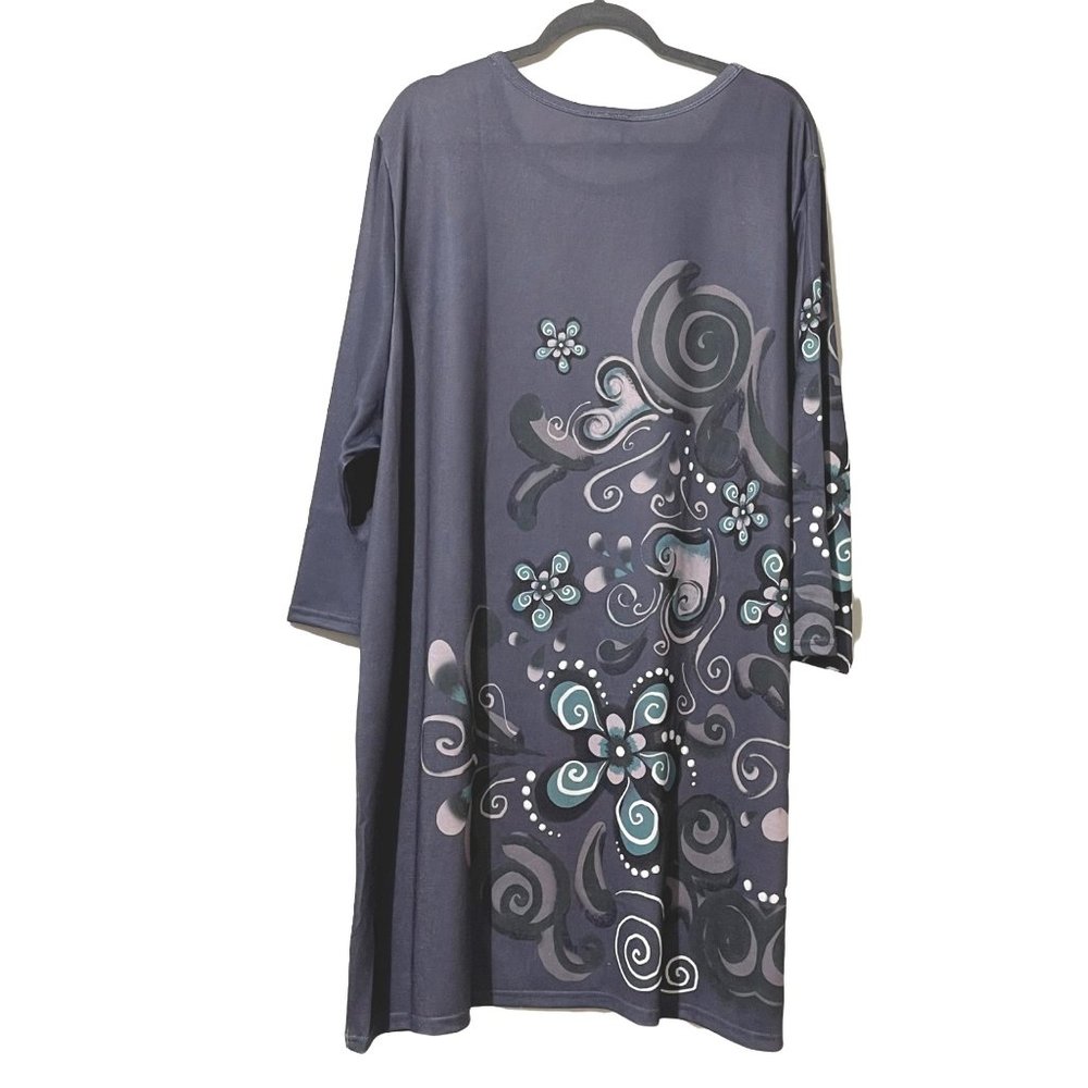 Serengeti women’s size 2X purple floral rhinestone  3/4 sleeve polyester dress - Picture 3 of 6